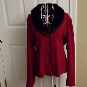 🌹Lovely red blazer with faux fur